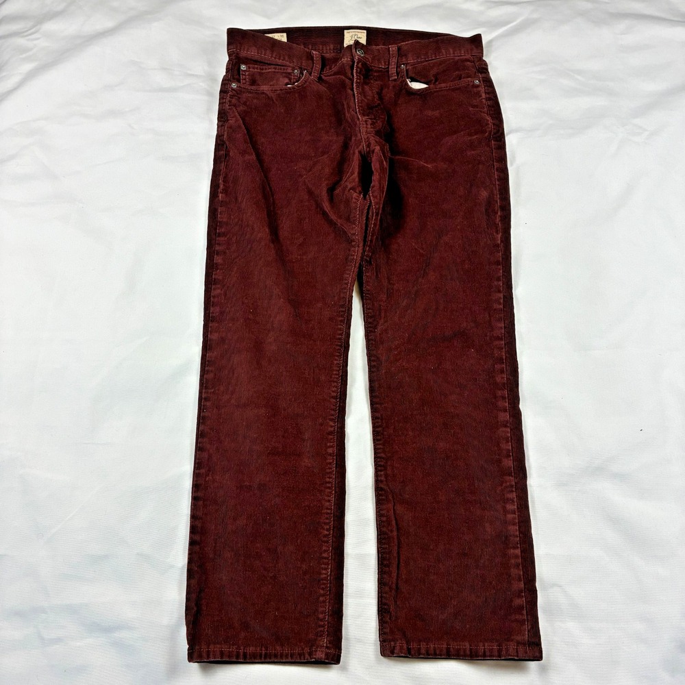 J Crew Pants Mens 35x29 Maroon 770 Straight Fit 5 Pocket Corduroy Jeans